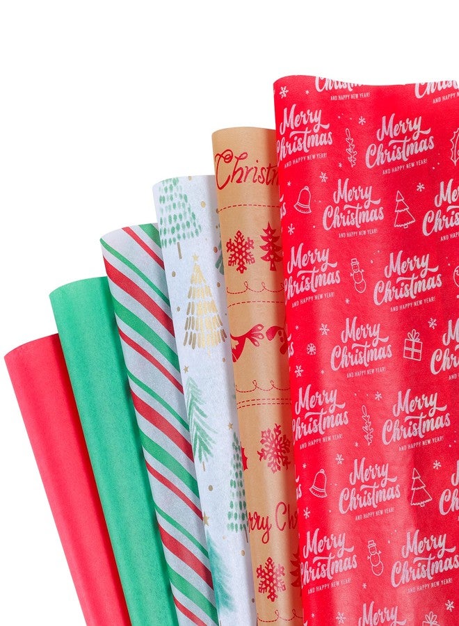 GITMIWS 150 Sheets Christmas Tissue Paper (6 Designs), 20" x 20" Christmas Tissue Paper Sheets, Xmas Gift Wrapping for Gift Bags Wine Bottles Holiday Decoration DIY Crafts - Image 1